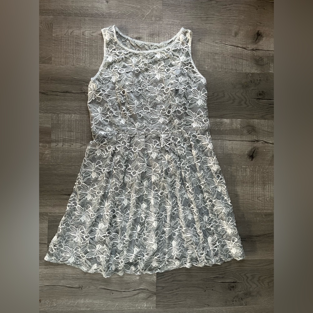 Silver lace overlay dress 16